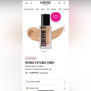 IL MAKIAGE “Woke up like this foundation” in shade: 40